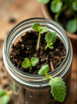 Herbs in a mason jar